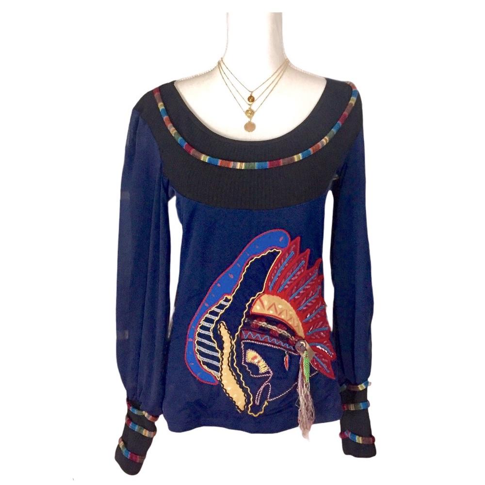 Save The Queen Native American Artsy Pullover Top